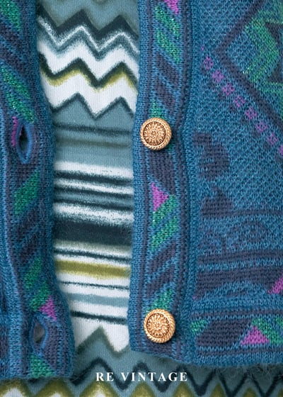 日本製 - 藍綠色秘密圖紋迷宮針織外套6