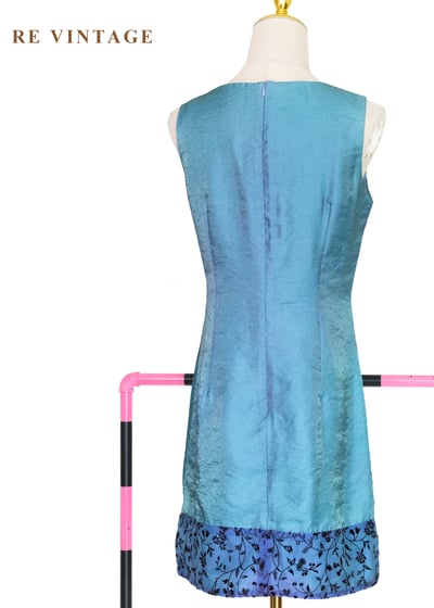 翡冷翠的湖光方領小色花拼接洋裝11