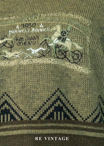 橄欖綠山型民族圖騰針織毛線衣7