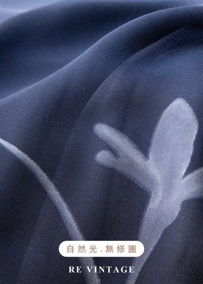 霧中灰藍湖面的花朵們長洋裝16