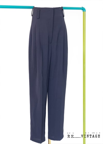 深藍色高腰西裝褲6