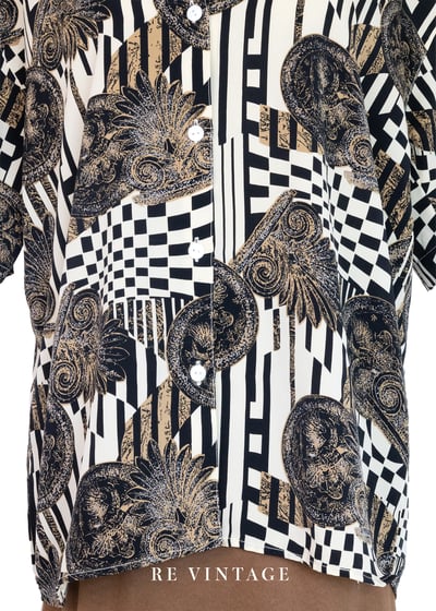 復古迷宮棋盤格短袖襯衫2