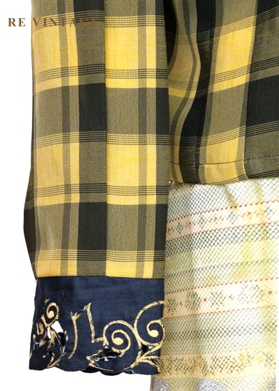 朦朦黃綠格紋刺繡靈魂襯衫12