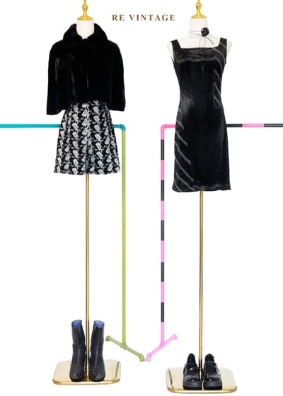 邊邊斑馬黑絨迷你洋裝2