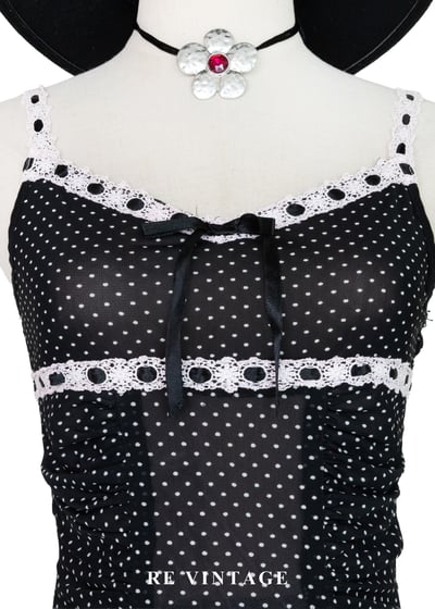 塞納河畔的夏日法式少女波點細肩帶背心3