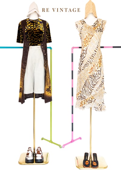 Yellow Brown Gradient 漂亮燒絨小花洋裝/長版背心13