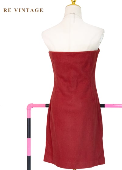 宣言單品 - 90s 超模蔓越莓紅抹胸迷你洋裝9