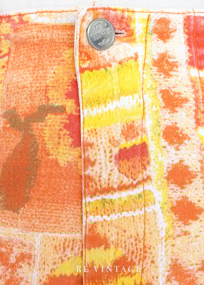 太陽橘花臂拼圖高腰小腳褲（27"）8