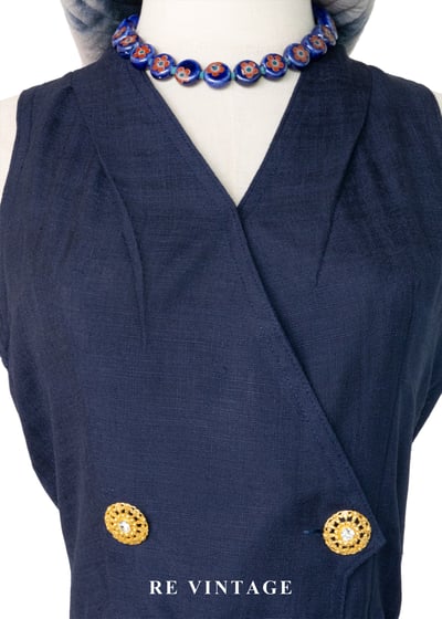 質感單品 - Navy Tailored Vest 金光雙排釦挖背背心3