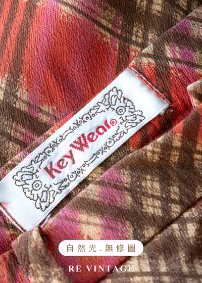 珊瑚紅菱格紋可愛長裙（28"）14