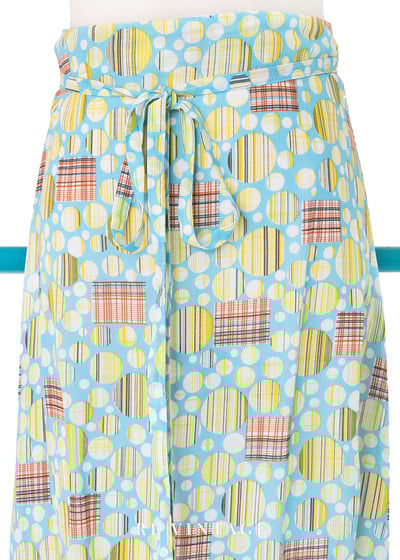 天空藍線條泡泡長裙（27"）3