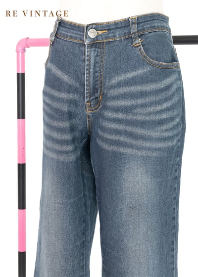 口袋設計拼接帥氣的牛仔喇叭褲5