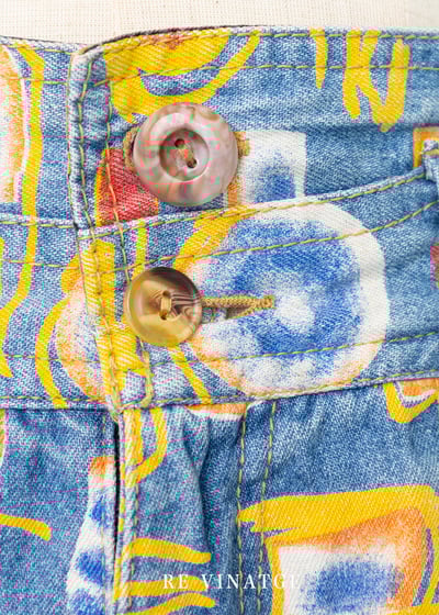 Abstract Print 高腰牛仔短褲4