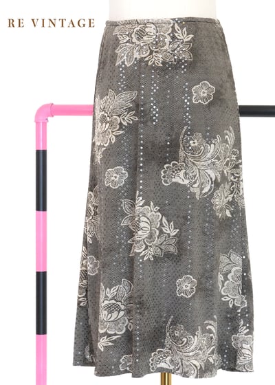 灰霧奶白花卉閃亮美裙（23-27"）7