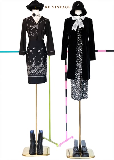 十字繡花卉古典韻味及膝裙（26"）2