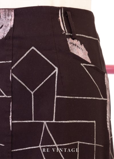 芋頭巧克力色幾何圖形中長裙（27"）4