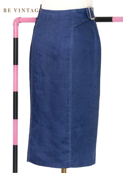 Classic Blue 高腰雙釦氣質裙裙（23"）4