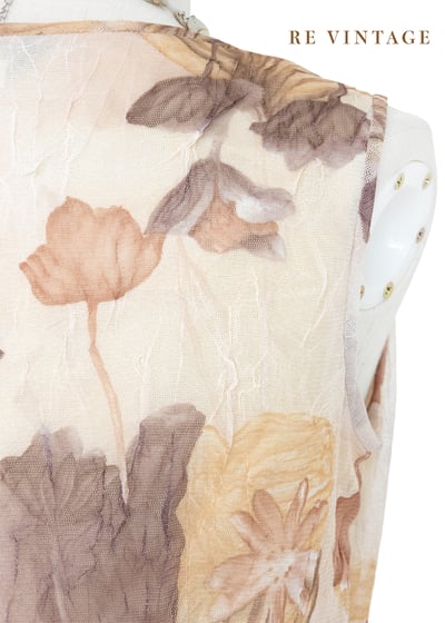 套裝背心 - 奶茶色乾燥花網紗垂墜領背心10