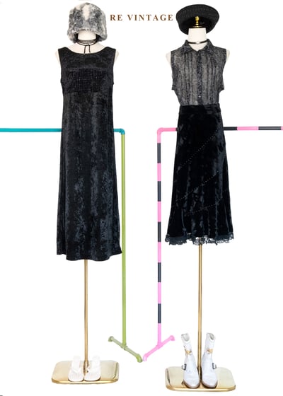 星軌旋轉舞夜黑絨長裙（27"）2