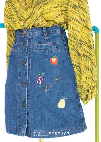 水果拼盤牛仔短褲裙11