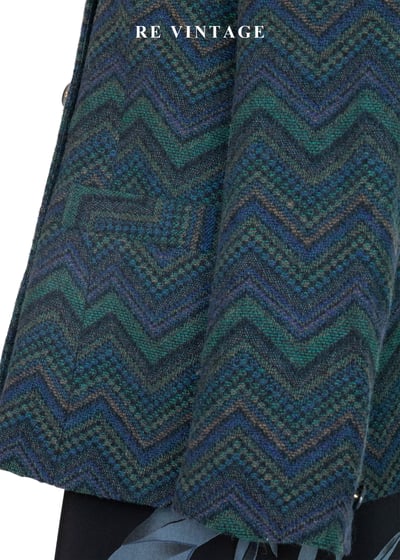 孔雀綠復古鋸齒紋雙排釦西裝外套9