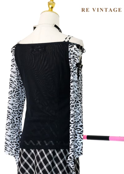 硬派搖滾味豹紋甜心女孩露肩上衣11