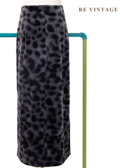 經典獸紋神秘紫灰色絨布長裙（27"）8