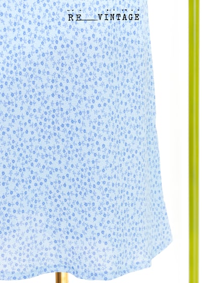 義大利製 - Sisley 水藍色小花長洋裝10