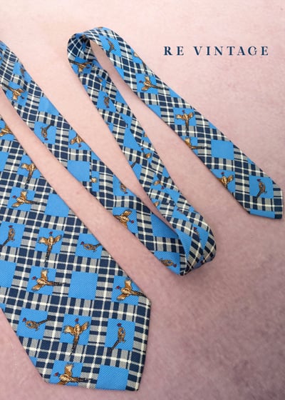 英倫經典狩獵圖騰藍色菱格領帶3