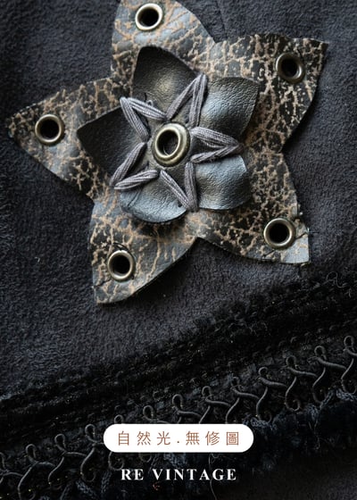 星軌觀測者 - 皮革小花深灰色中長裙（26"）12