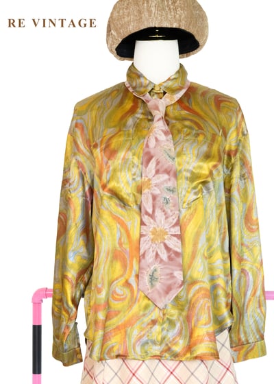 漩渦印花流動顏料緞面襯衫1