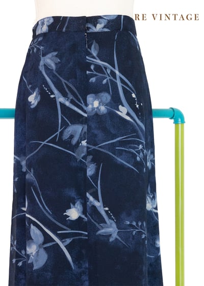 水墨花卉低語深藍長裙（26"）9