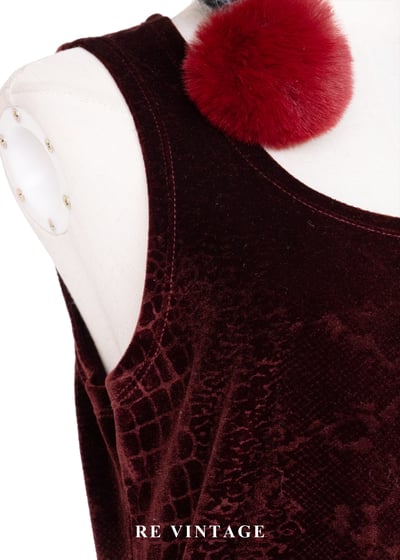 赤紅荒野鱷魚紋絨布長洋裝5