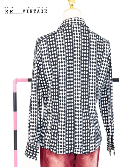 『法國寶物』黑白教堂窗花彈性長袖上衣5