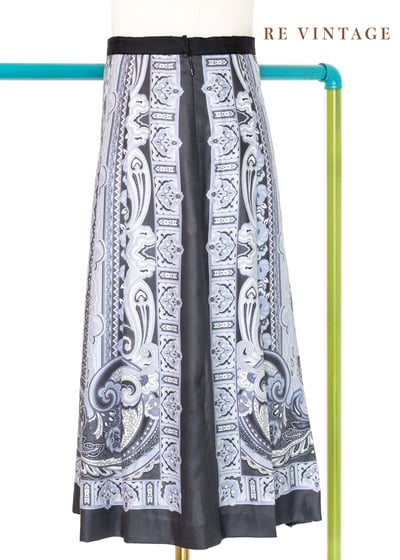 Scarf Print 漂亮的淺淺藍印花中長裙（27"）10