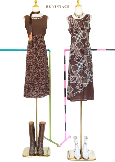 可可方盒 - 幾何拼貼雪紡長洋裝2