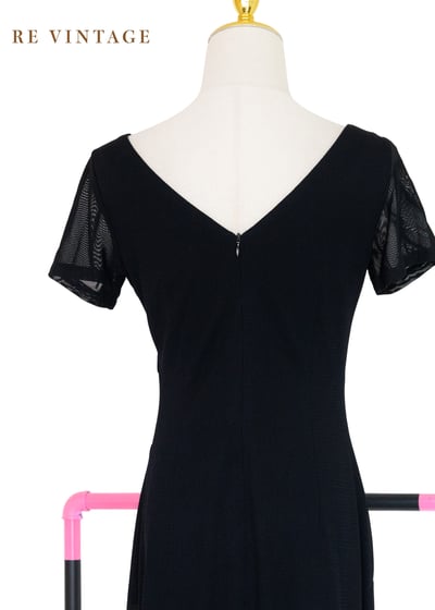 黑系幾何拼接貼身長洋裝13