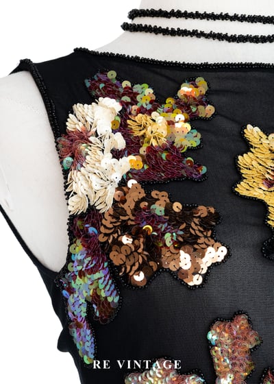 華麗亮片油畫花朵網紗背心6