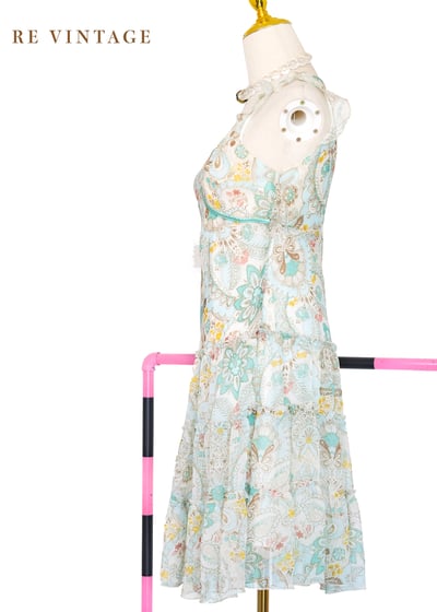 沖繩玻璃寶石色圖騰雪紡洋裝12