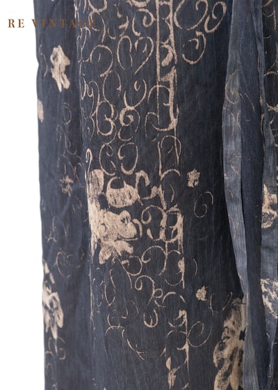 墨夜花煙灰藍色雪紡高腰長褲（25"）12