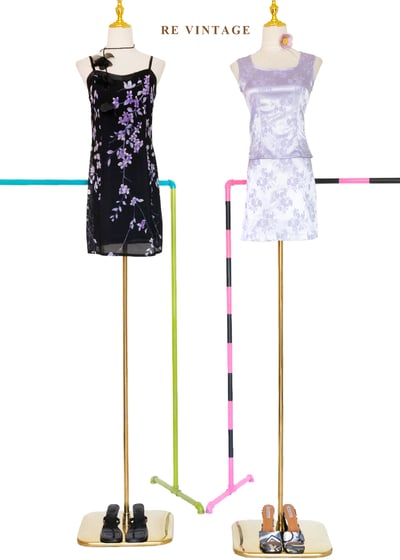 套裝背心 - 淡雅夢幻冰紫色花卉圖騰背心2