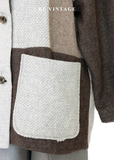 大地色拼接方格毛呢長版外套7