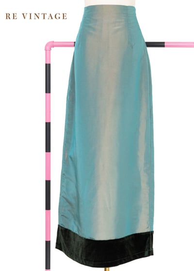 陽光湖水綠尼龍絨布長裙（27"）7