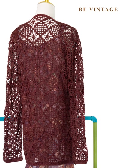 酒紅鉤花暖光透膚罩衫外套10
