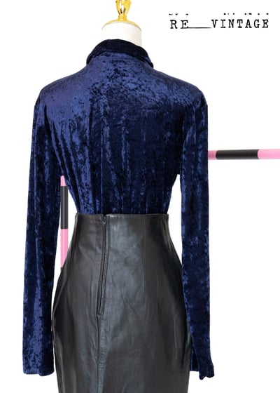 義大利製 - 珍珠圓釦皮革窄裙4