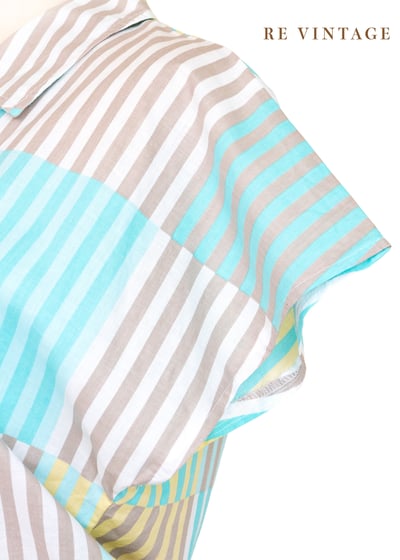 『歐洲寶物』套裝 - 薄荷奶黃色格紋線條襯衫7