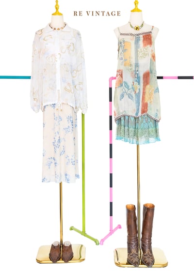 香草色藍色小花長裙（24-26"）2