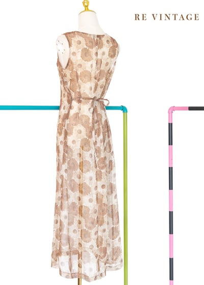 滿圖花花摩卡宗透膚雪紡長洋裝8