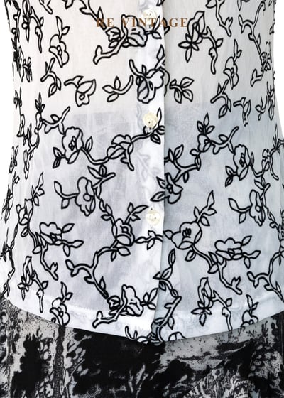 二次元黑白花卉線稿上衣4