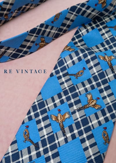 英倫經典狩獵圖騰藍色菱格領帶1